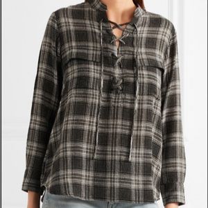 Madewell plaid lace up top